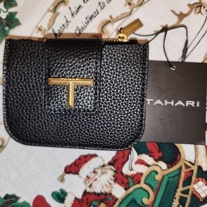 Tahari Black and Gold Textured Wallet
